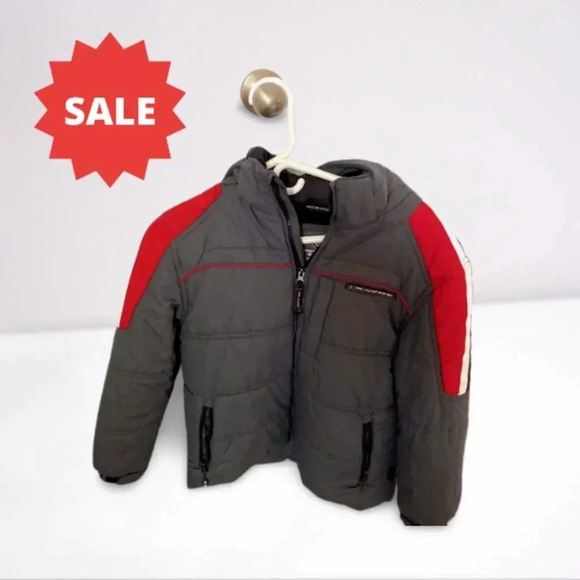 Protection System Hooded Gray/Red Jacket Performance Outerwear Boys Size 10-12 - Picture 1 of 13
